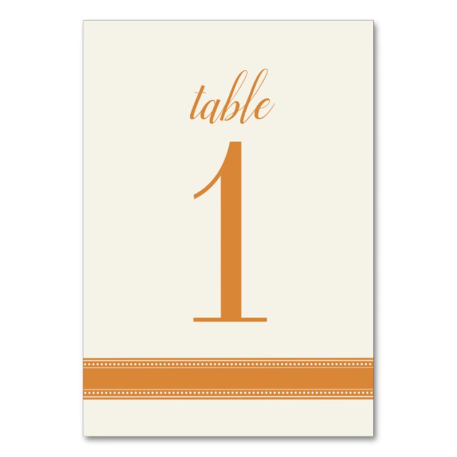 Orange Table Number, Caroline Wedding Table Sign Number (Front)