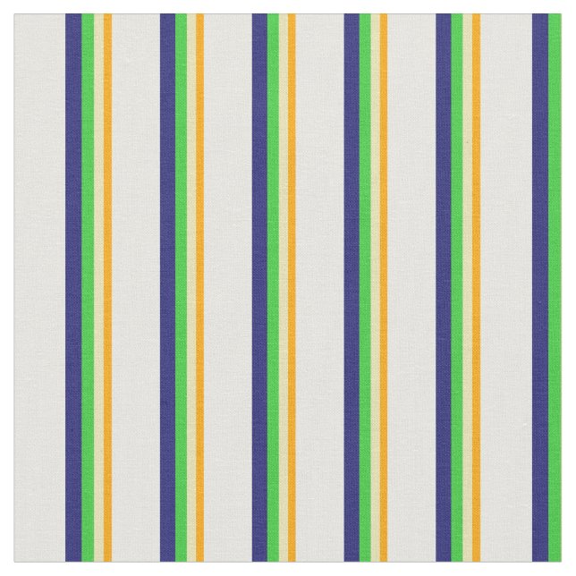 Orange, Tan, Lime Green, Midnight Blue, Mint Cream Fabric (Close Up)