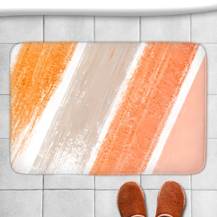 Orange Tan Pink Striped Paint Swatch  Bath Mat
