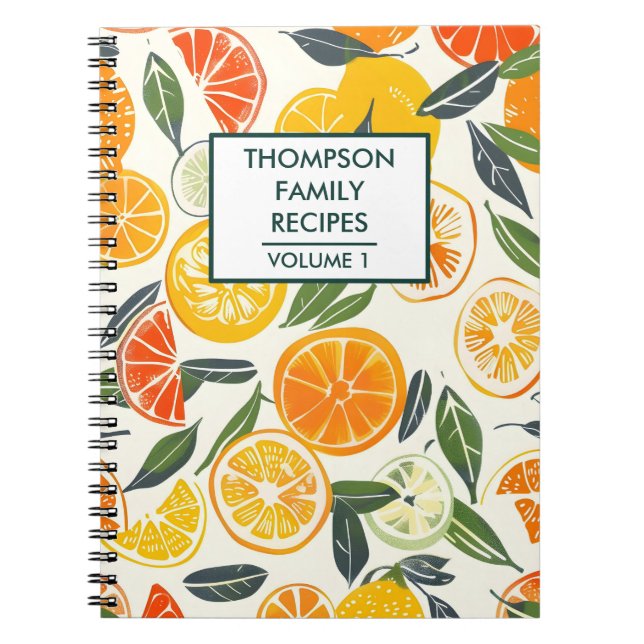 orange tangerine citrus fruits Personalised Recipe Notebook (Front)