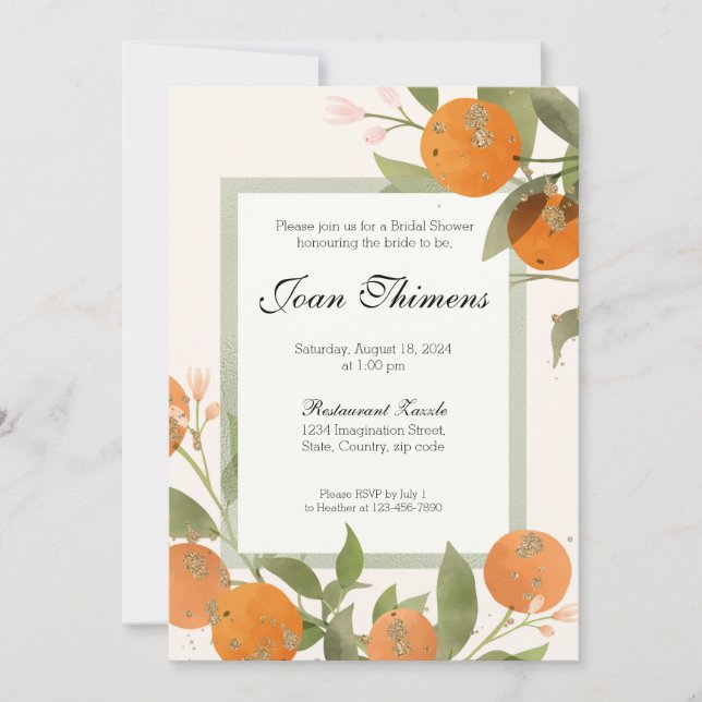 Orange Tangerine/Clementine Invitation (Front)