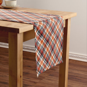 Orange Tartan Plaid  Short Table Runner