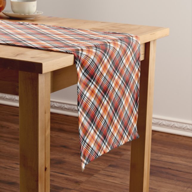 Orange Tartan Plaid  Short Table Runner (In Situ)