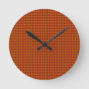 Orange Tartan Wall Clock