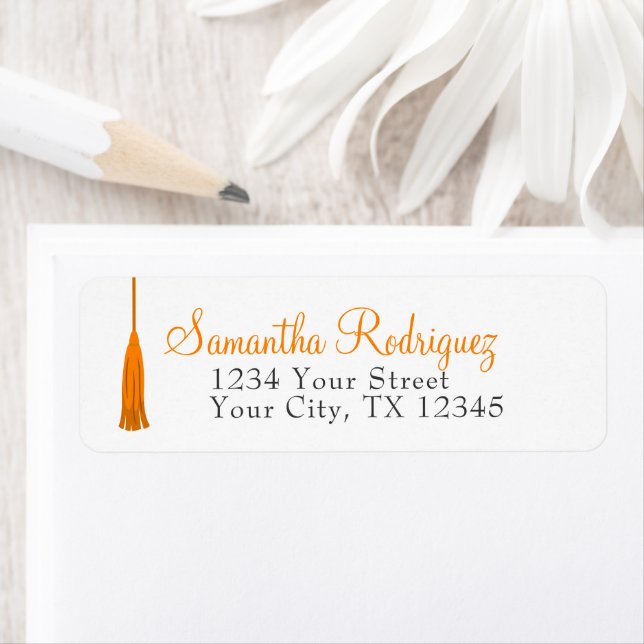 Orange Tassel Graduation Label Return Address Label (Insitu)