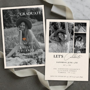 Orange Tassel Senior Photo Graduation Announcement