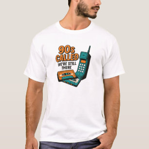 Orange Teal 90s Nostalgia Cassette Phone Quote T-Shirt