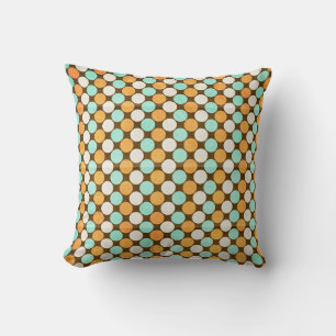 Orange Teal and Brown Throw Pillow