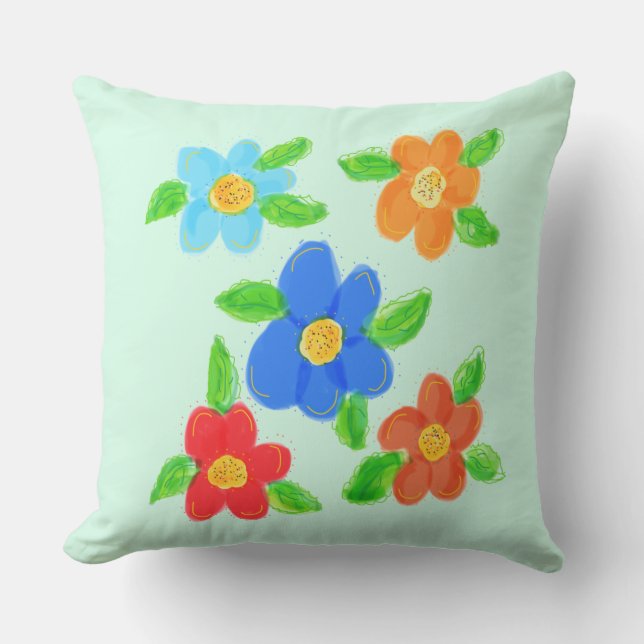 Orange Teal And Red Cushion (Front)