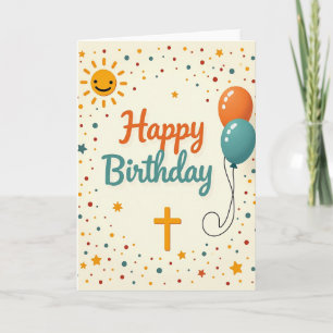 Orange Teal Birthday Card