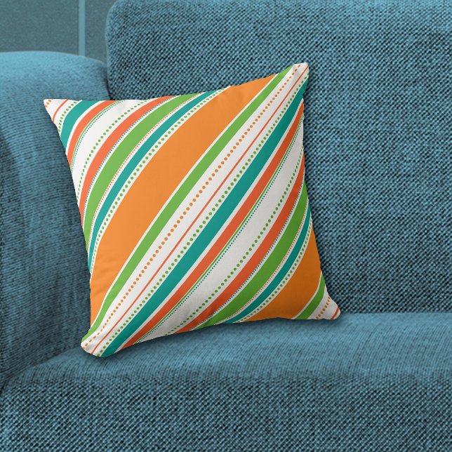 Orange Teal Diagonal Stripe Cushion (Creator Uploaded)