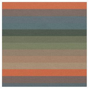 Orange, Teal & Olive Earthy Stripes Fabric