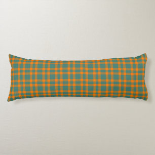 Orange Teal Plaid Pattern Body Cushion