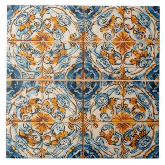 Orange Teal Portuguese Tiles for Timeless Beauty