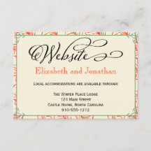 Orange & Teal Rustic Wedding Website Card
