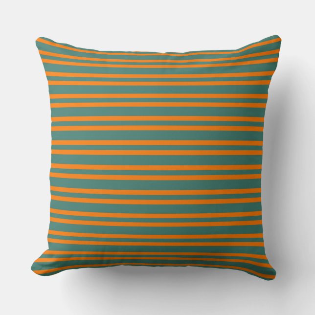 Orange Teal Stripes Seamless Pattern Cushion (Front)