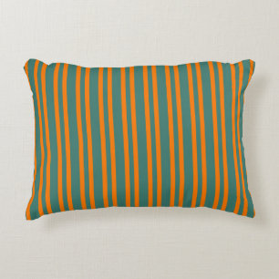 Orange Teal Stripes Seamless Pattern Decorative Cushion