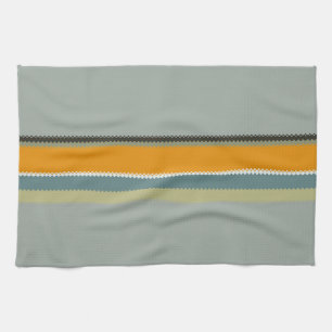 Orange Teal Stripes Tea Towel