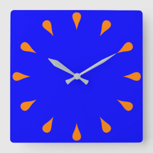 Orange teardrops square wall clock