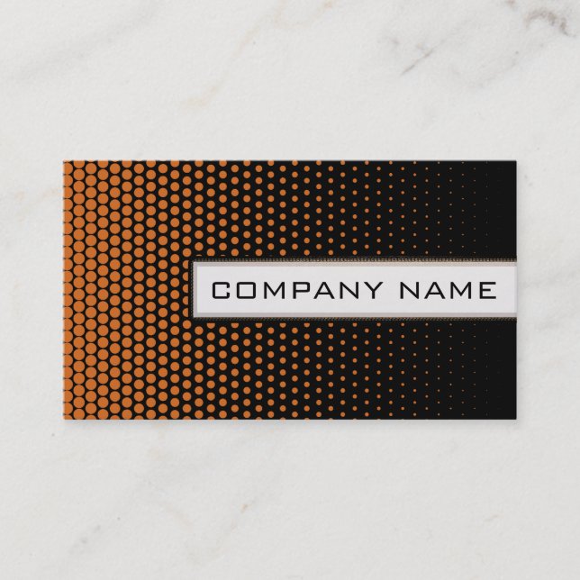 Orange Techno Dots Elegant Modern Black Business Card (Front)