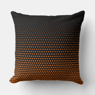 Orange Techno Dots Modern Black Cushion