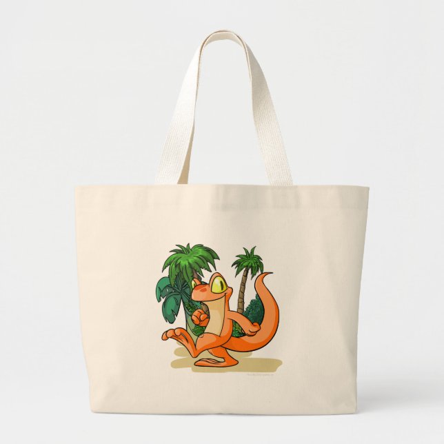 Orange Techo on a Mystery Island quest Large Tote Bag (Front)