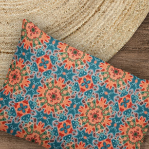 Orange Teel Blue Green Orient Bohemian Art Pattern Pillowcase