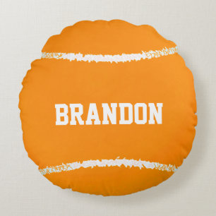 Orange Tennis Ball Design Round Pillow