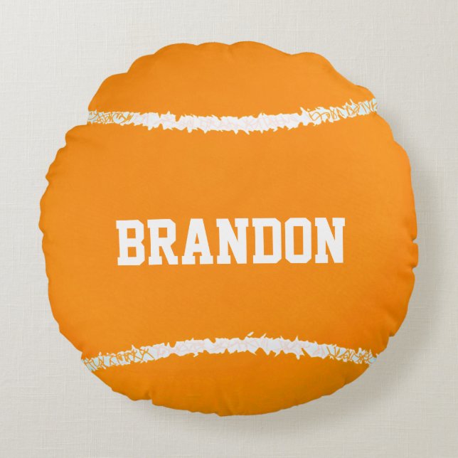 Orange Tennis Ball Design Round Pillow (Front)