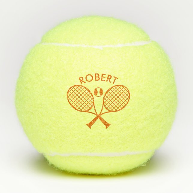 Orange Tennis Theme Custom Monogram Balls (Front)
