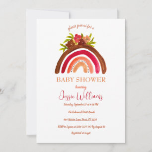 Orange Terracotta Boho Rainbow Baby Shower Invitation