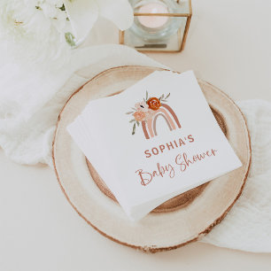 Orange Terracotta Boho   Rainbow Baby Shower Napkin