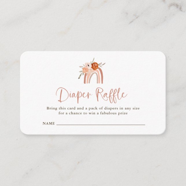 Orange Terracotta Boho | Rainbow Diaper Raffle Enclosure Card (Front)