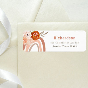 Orange Terracotta Boho Rainbow Return Address Label