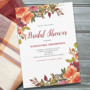 Orange Terracotta Floral Bridal Shower Invitation