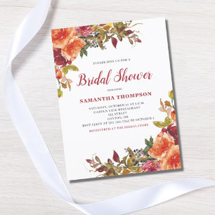 Orange Terracotta Floral Bridal Shower Invitation  Postcard