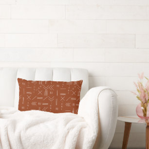 Orange Terracotta Gorgeous Geometric Pattern Lumbar Cushion