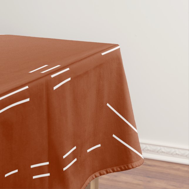 Orange Terracotta Gorgeous Geometric Pattern Tablecloth (In Situ)