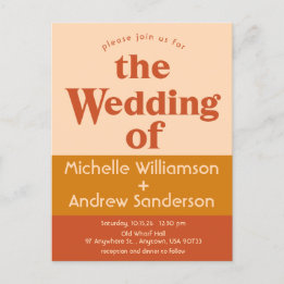 Orange Terracotta Modern Retro  Invitation Postcard