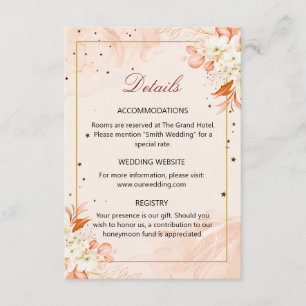Orange Terracotta Starry Celestial Wedding Details Enclosure Card