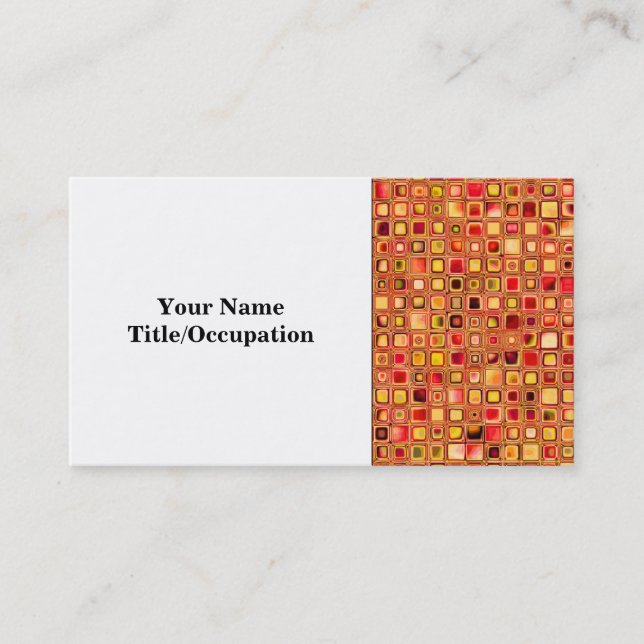 Orange 'Terracotta' Textured Mosaic Tiles Pattern Business Card (Front)