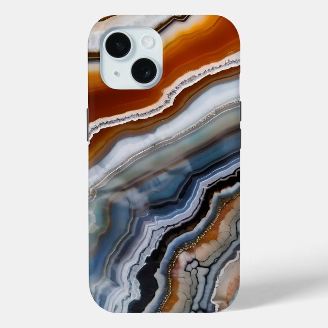 Orange Terracotta White Black Blue Agate Geode Case-Mate iPhone Case (Back)