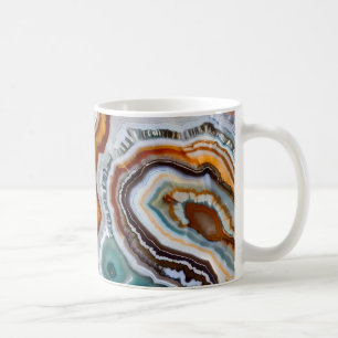 Orange Terracotta White Black Blue Agate Geode Coffee Mug