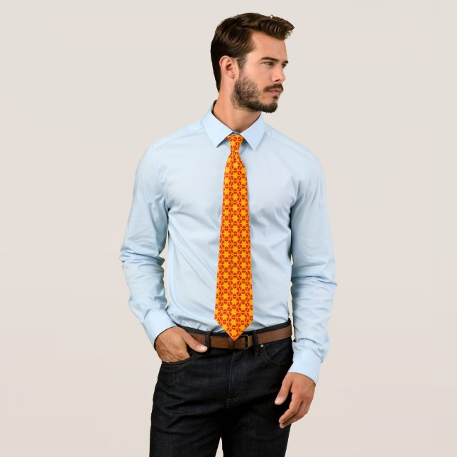 Orange Terrazzo Star Pattern II Tie (In Situ)