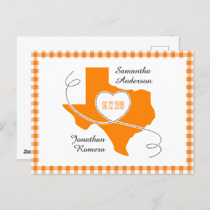 Orange Texas Curling Ribbon Save the Date Postcard