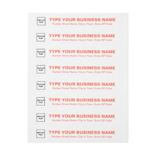 Orange Text Business Wrap Around Address Label