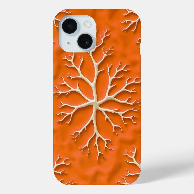 Orange Texture iPhone Case with Organic Pattern (Back)