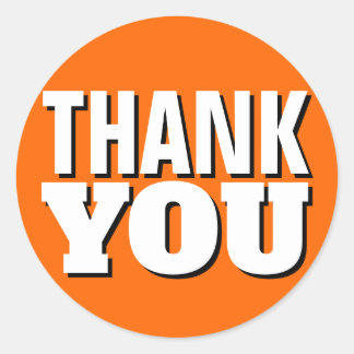 Orange Thank You Classic Round Sticker