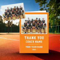 Orange Thank you Coach Card Team Name Photo