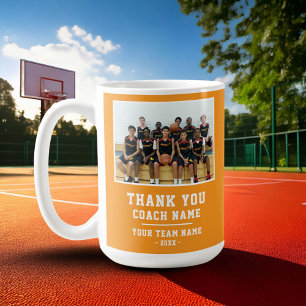 Orange Thank you Coach Team Name Photo Coffee Mug